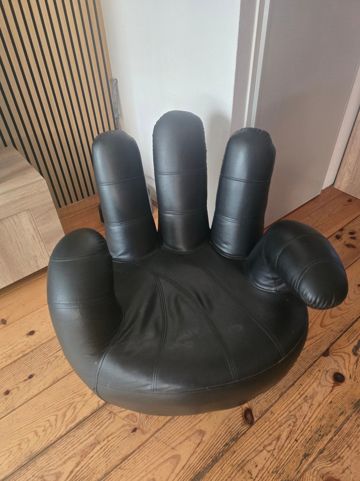 Zwarte Handstoel - Uniek Design, Ophalen, Gebruikt, Zwart, Leer