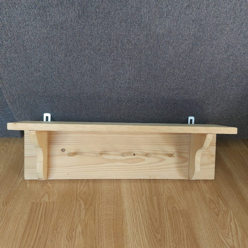 Landelijke houten grenen wandkapstok/hoedenplank 60 x14x17cm, Ophalen of Verzenden, Hout, Wandkapstok, Minder dan 100 cm