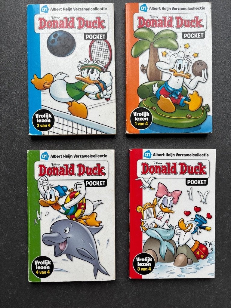 Donald Duck pockets deel 1-4 dunnere versie, Boeken, Meerdere stripboeken, Ophalen of Verzenden, Gelezen