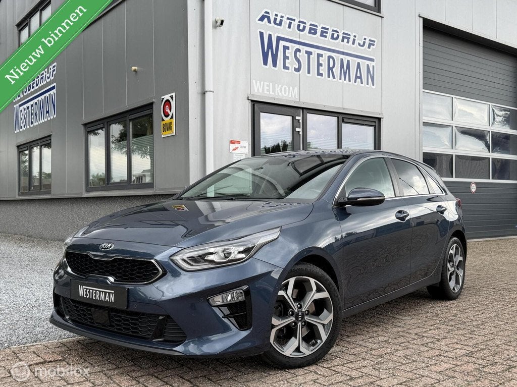 Kia Ceed 1.4 T-GDi DynamicPlusLine AUT Acc Clima Navi Carpla, Blauw, Leder en Stof, 1245 kg, Bedrijf