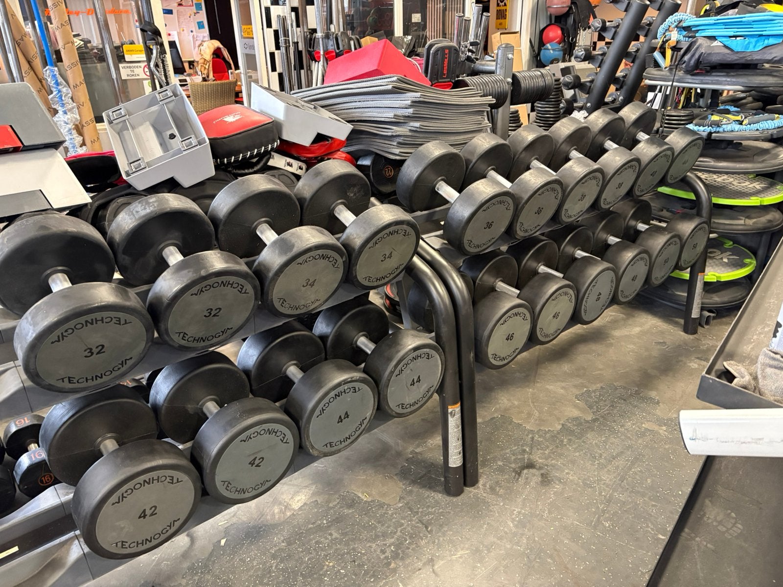 Technogym pu urethane dumbbells 32-50 kg dumbbell gewichten, Ophalen, Dumbbell, Technogym, Dumbbells