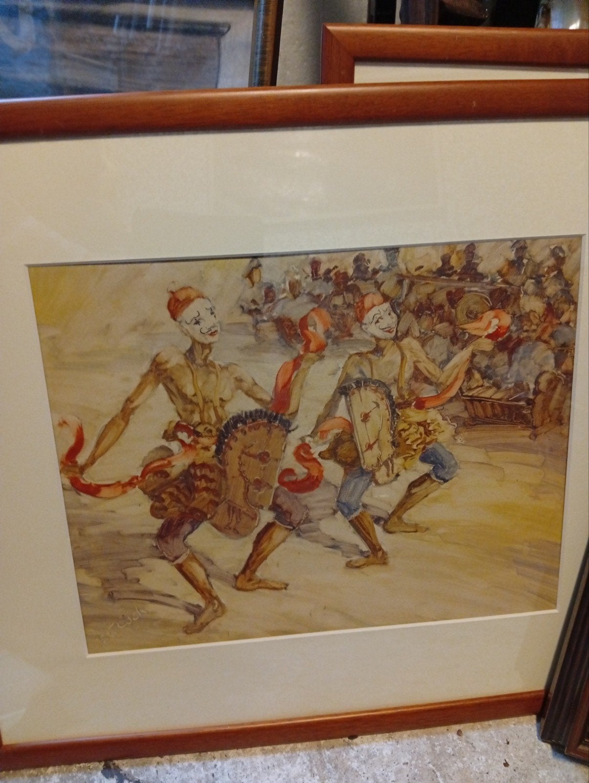 Aquarel Javaanse Dansscène door Aart Johannes Cock, Antiek en Kunst, Realistisch, Ophalen of Verzenden, Aquarel, Overige onderwerpen