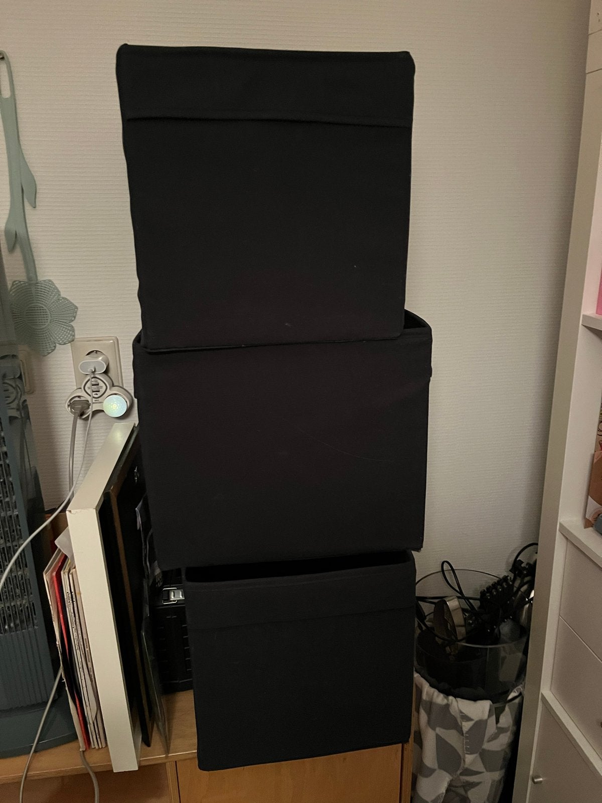 3x IKEA Drona opbergdozen zwart, Ophalen of Verzenden, Gebruikt