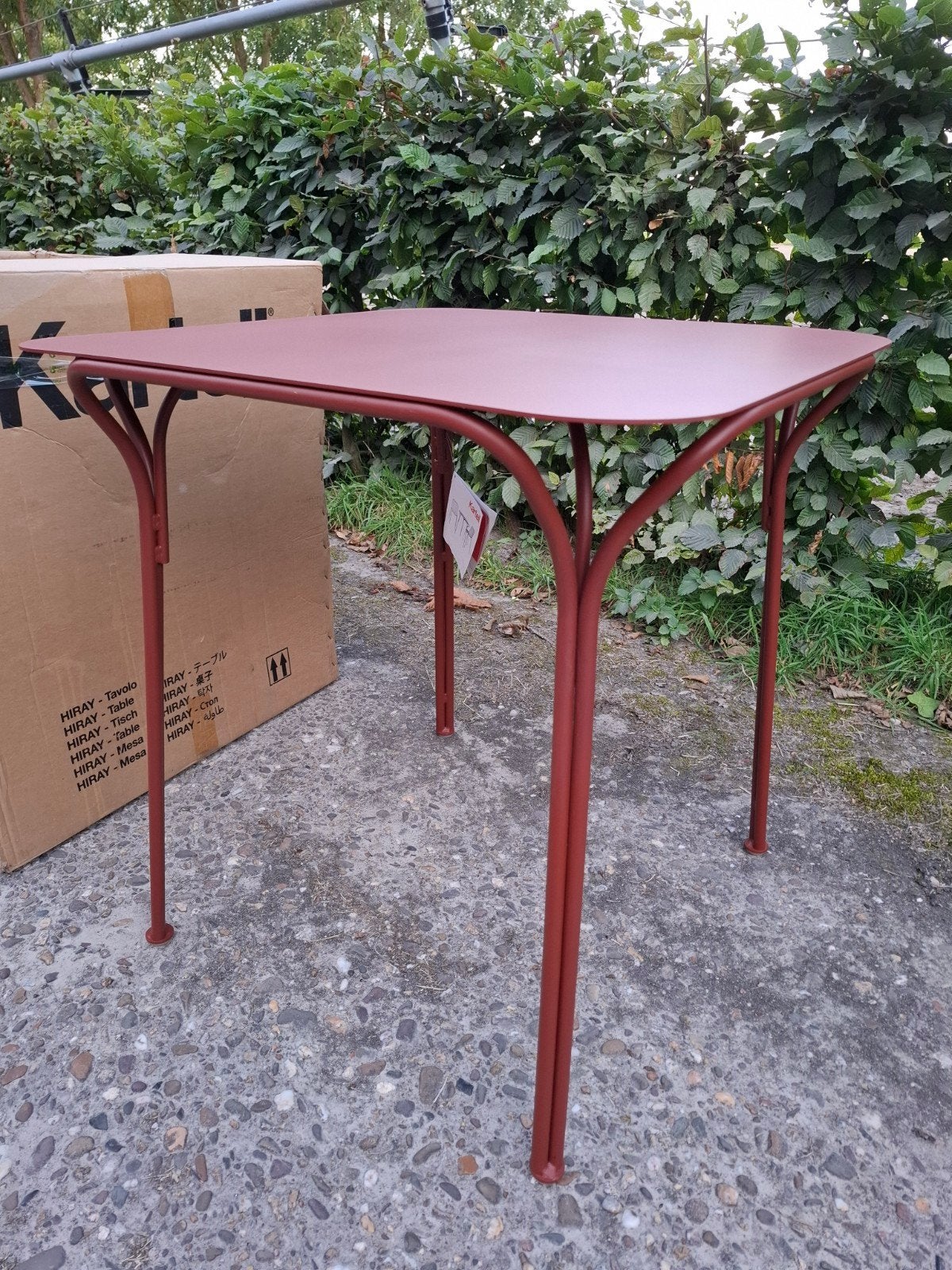Design tuintafel 2x Kartell Hiray roodbruin rvs topkwaliteit, Tuin en Terras, Tuintafels, Ophalen, Nieuw, Rechthoekig, Rvs