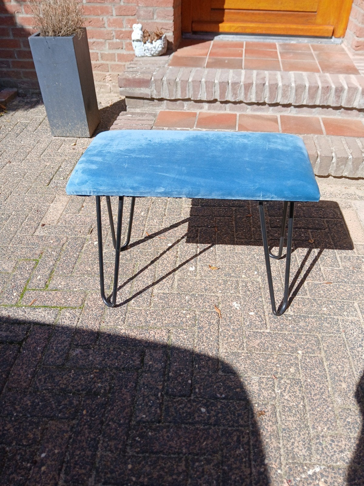 blauw zitbankje, Huis en Inrichting, Ophalen, Eenpersoons, Minder dan 75 cm, Zo goed als nieuw