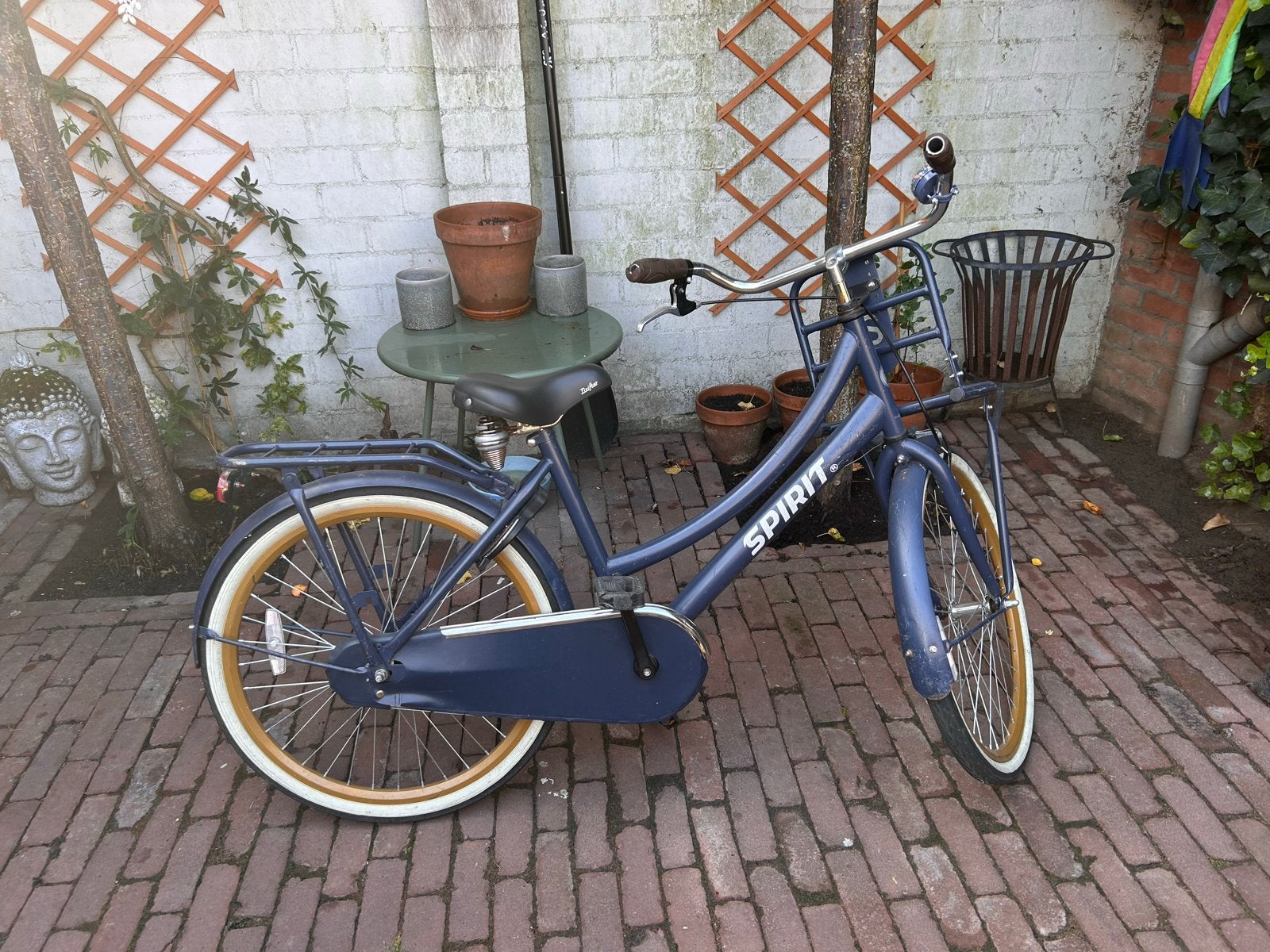 Spirit fiets 22inch blauw met voordrager (Tilburg), Terugtraprem, Ophalen, Overige merken, Gebruikt