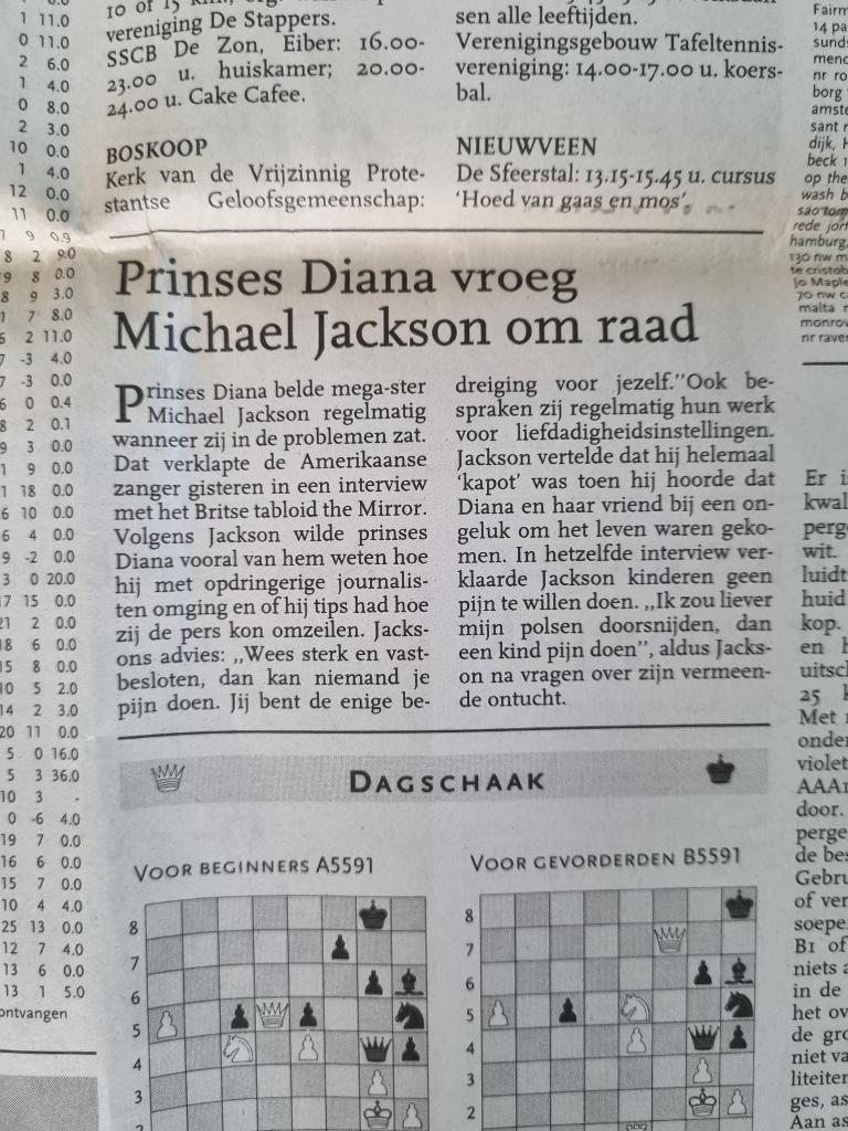 Prinses Diana vroeg Michael Jackson om raad (1999), Ophalen of Verzenden, 1980 tot heden, Knipsel(s)