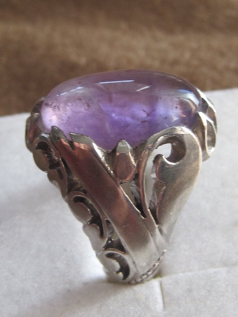Uitstekend groot amethist design zilver ring 100%natuurlijk, Sieraden, Tassen en Uiterlijk, Ophalen, 19 tot 20, Paars, Zo goed als nieuw