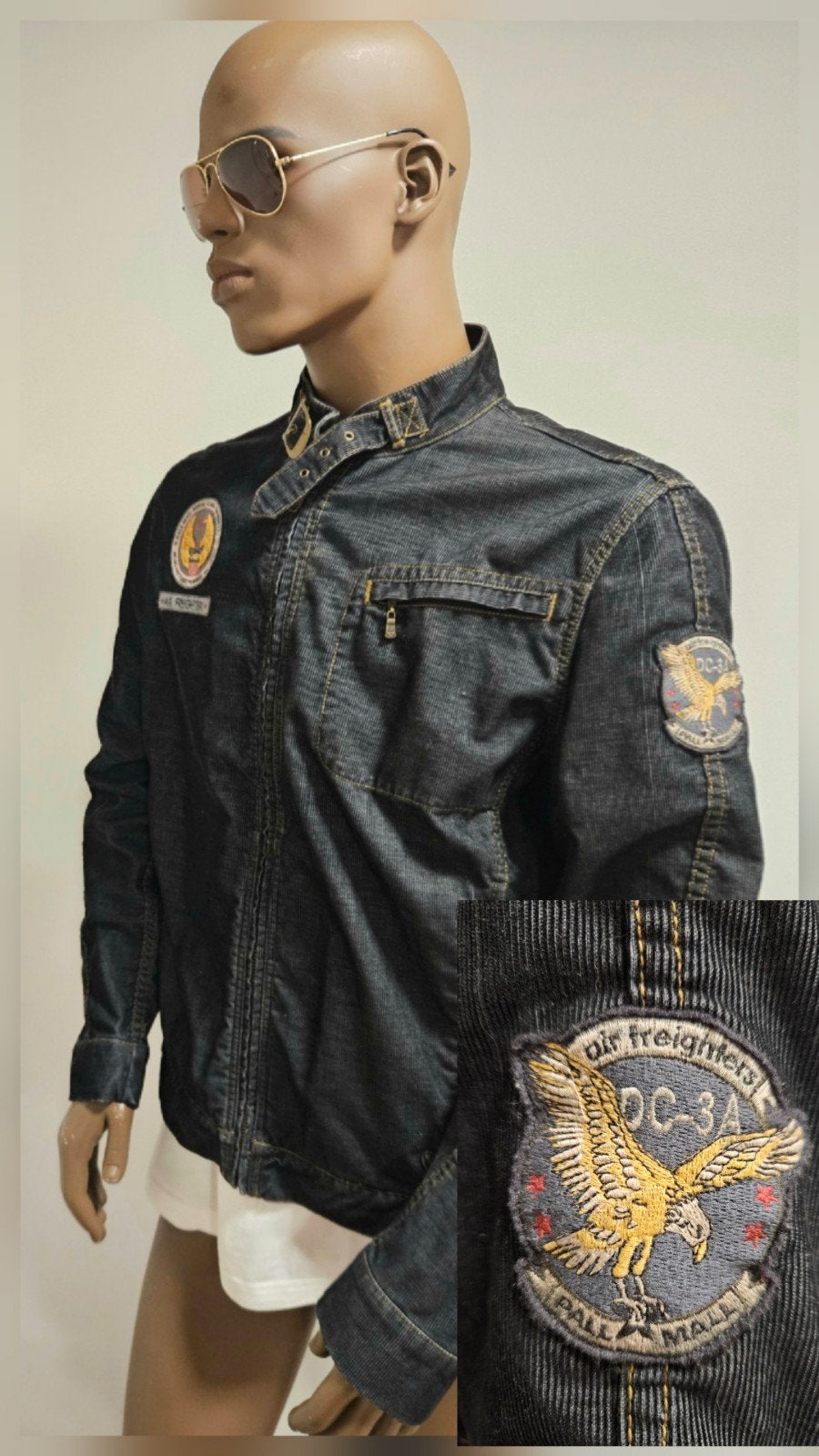Pall Mall / PME American Classic ribstof jack maat XL, Blauw, ., Pall Mall PME Legend, Maat 56/58 (XL)