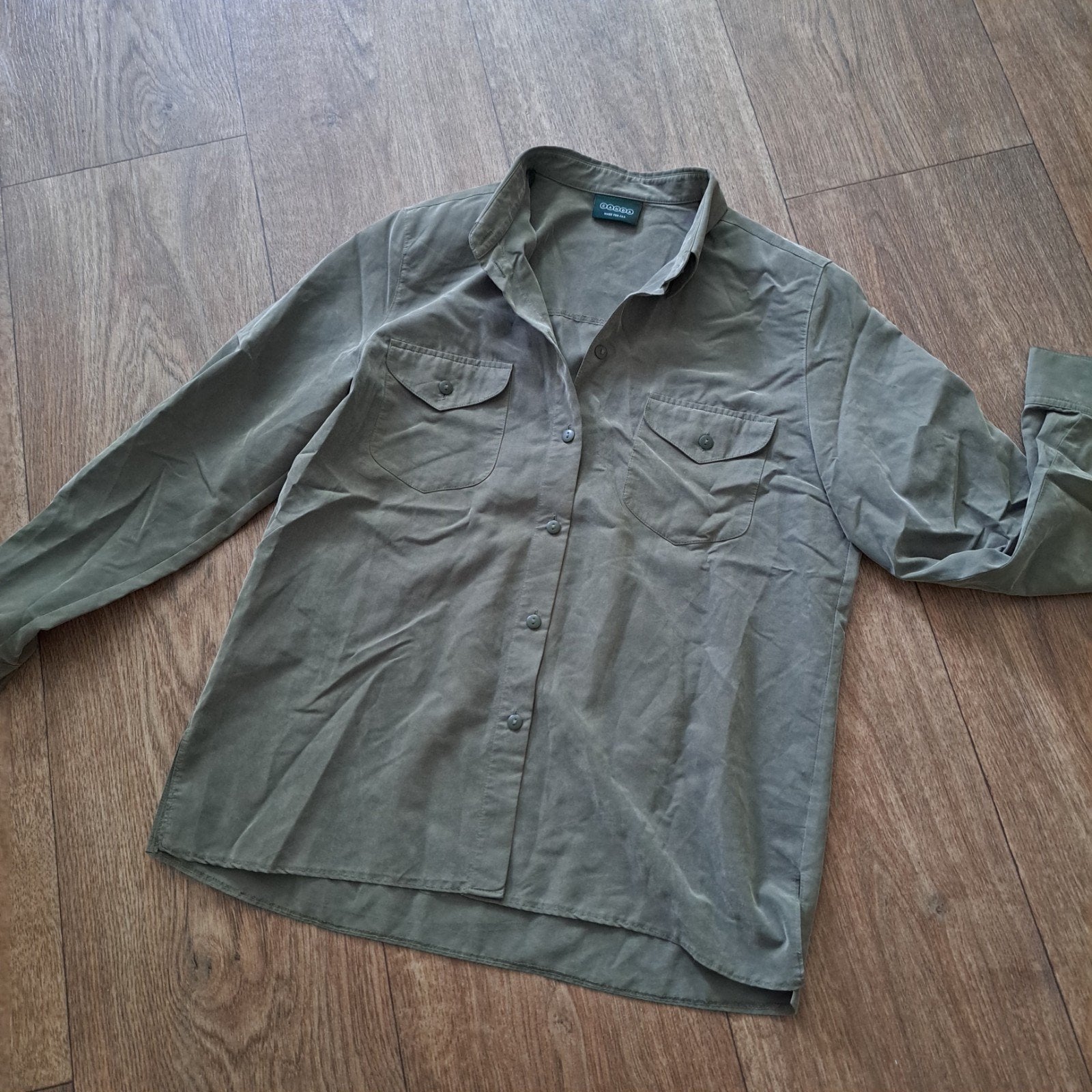 khaki groene blouse mt. L, Kleding | Dames, Maat 42/44 (L), Ophalen of Verzenden, Zo goed als nieuw, Canda