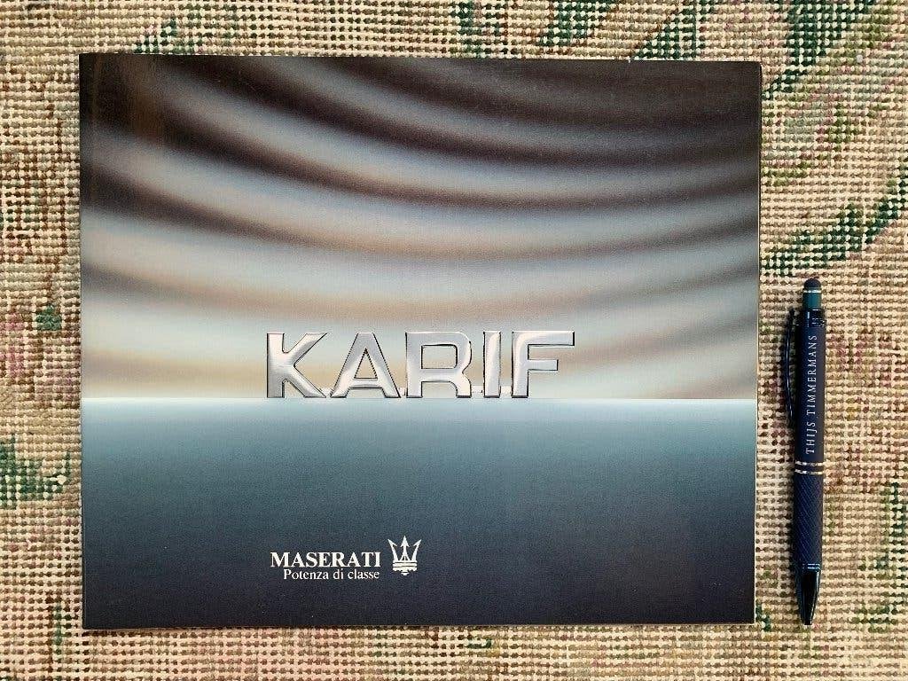 Folder Brochure Maserati Karif 1990 nieuw!, Boeken, Maserati, Nieuw, Ophalen of Verzenden, Overige merken