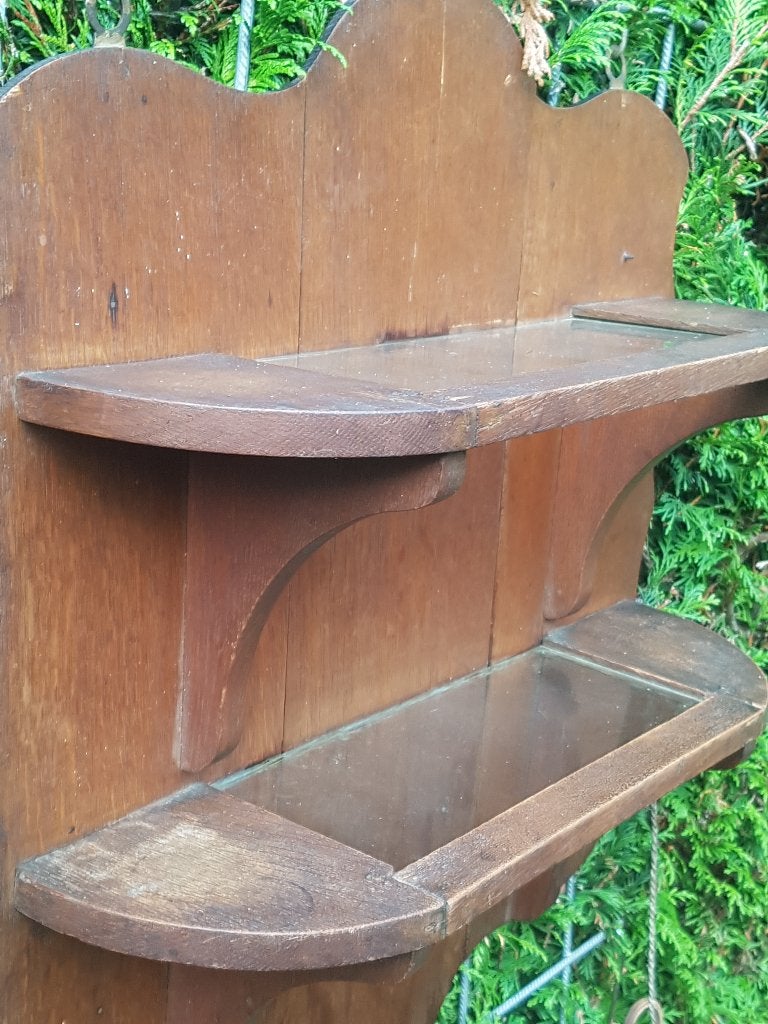 Antiek houten wandbord/console + glazen plateau's(brocante), Ophalen of Verzenden