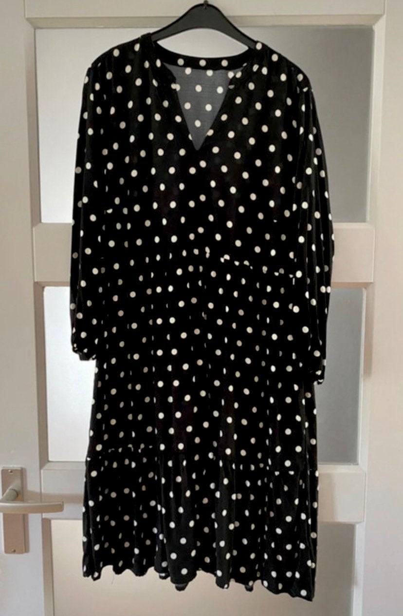 Mooie vintage polkadot jurk – maat L (40), Maat 38/40 (M), Zwart, Ophalen of Verzenden, Zo goed als nieuw