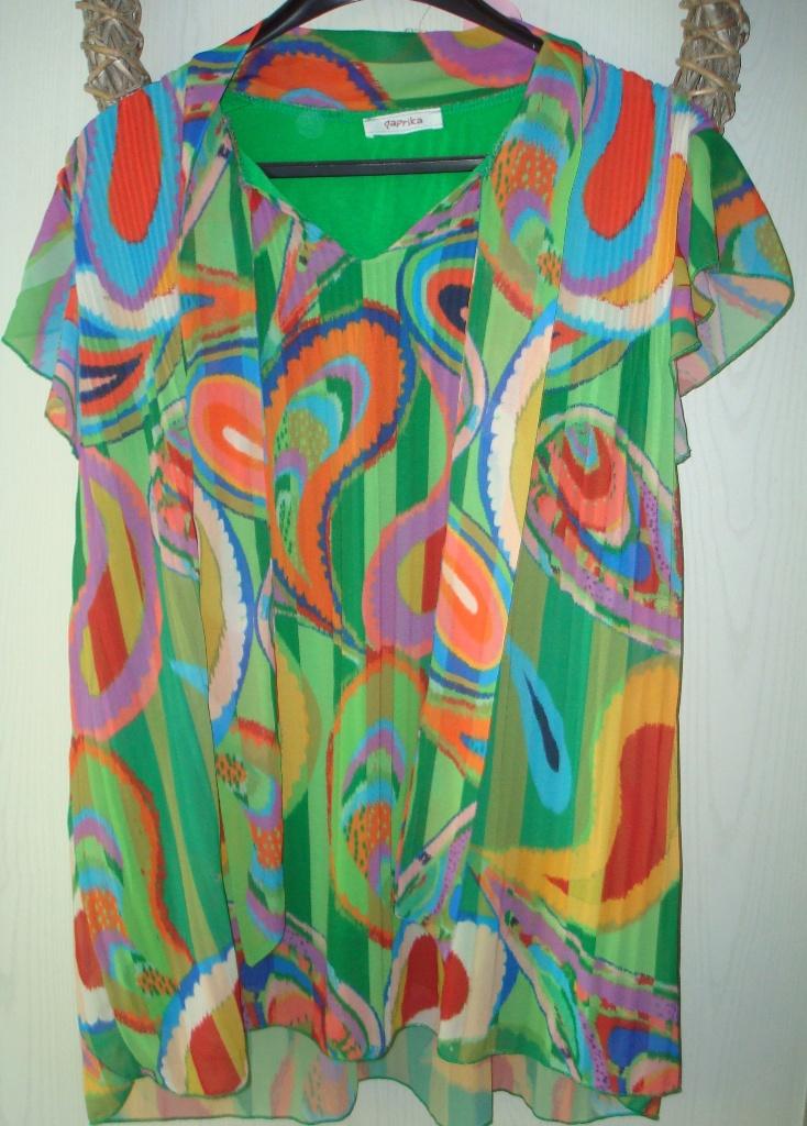 Maat( 5 ) 50/52 PAPRIKA top/ blouse vrolijk korte mouw KIJK!, Overige kleuren, Blouse of Tuniek, Ophalen of Verzenden, Zo goed als nieuw
