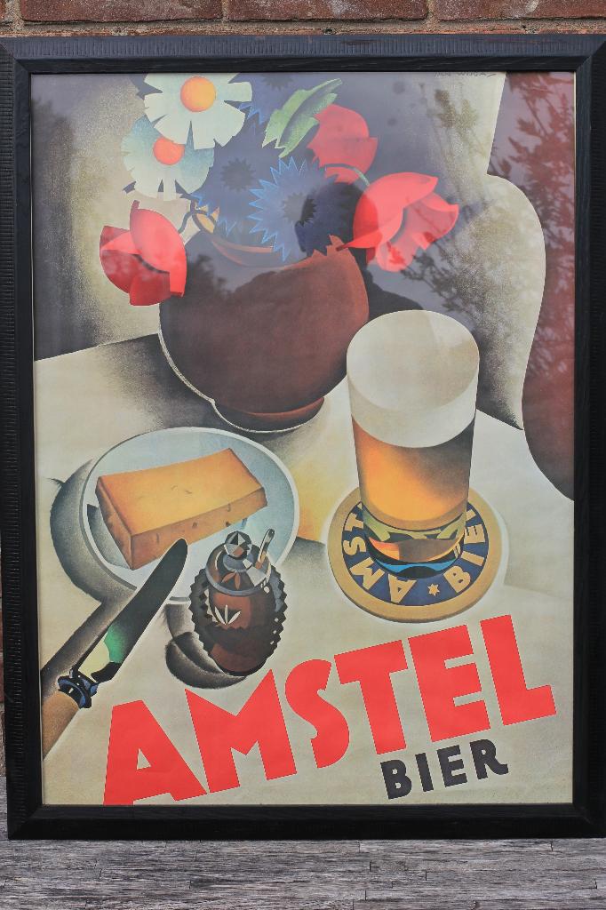amstel bier poster wegens niet ophalen opnieuw in de verkoop, Ophalen of Verzenden, Zo goed als nieuw, Reclamebord, Plaat of Schild
