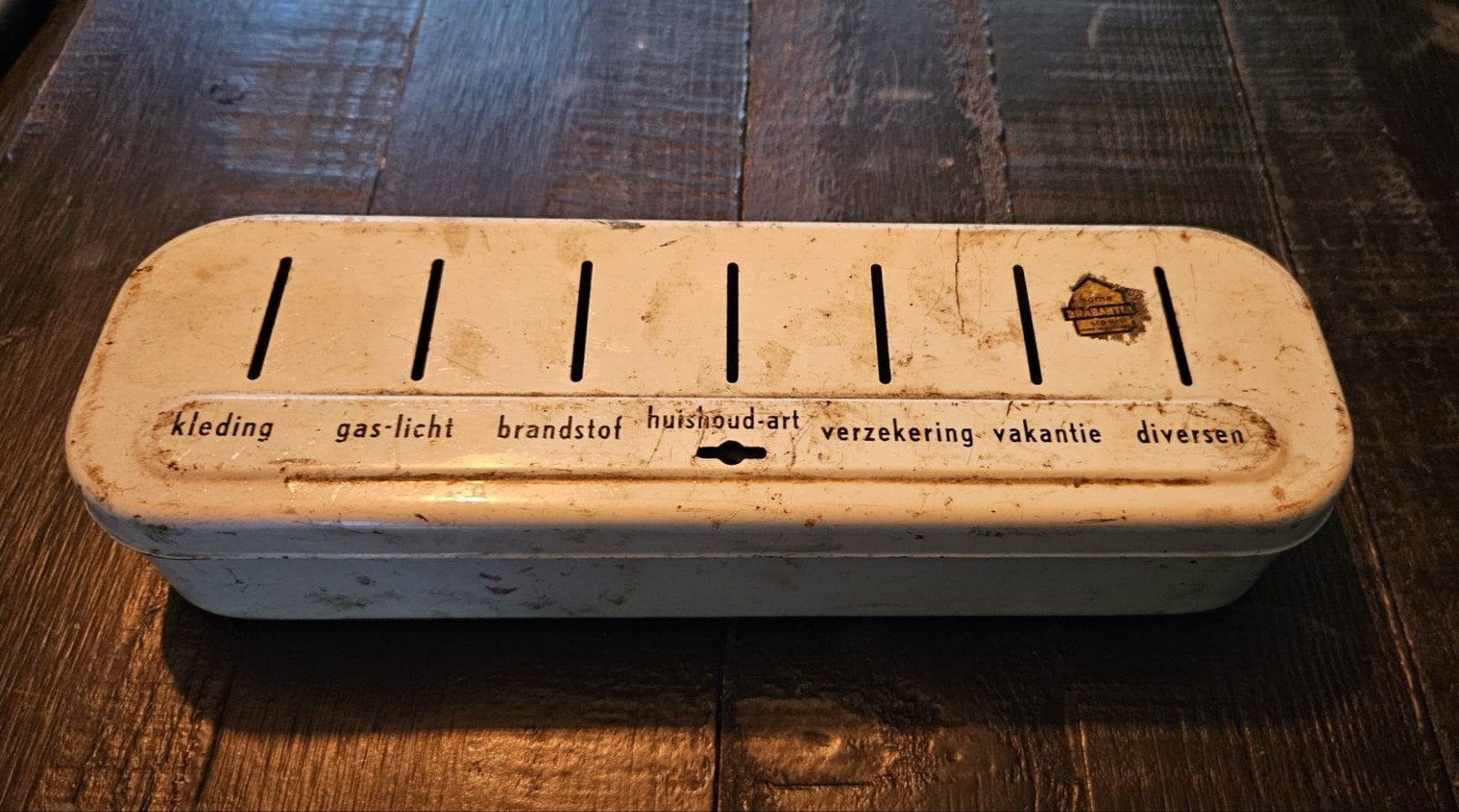 Vintage Spaarpot / Geldkistje met Vakjes, Ophalen of Verzenden