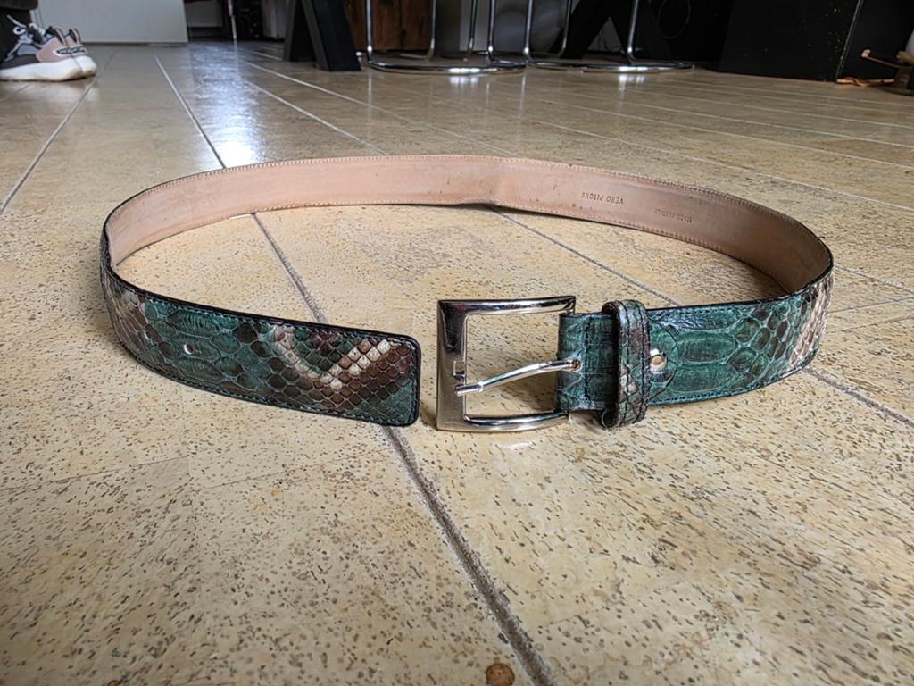 Python leren riem heren. Lengte 122 cm, breedte 4 cm. Groen, Ophalen of Verzenden, Overige kleuren