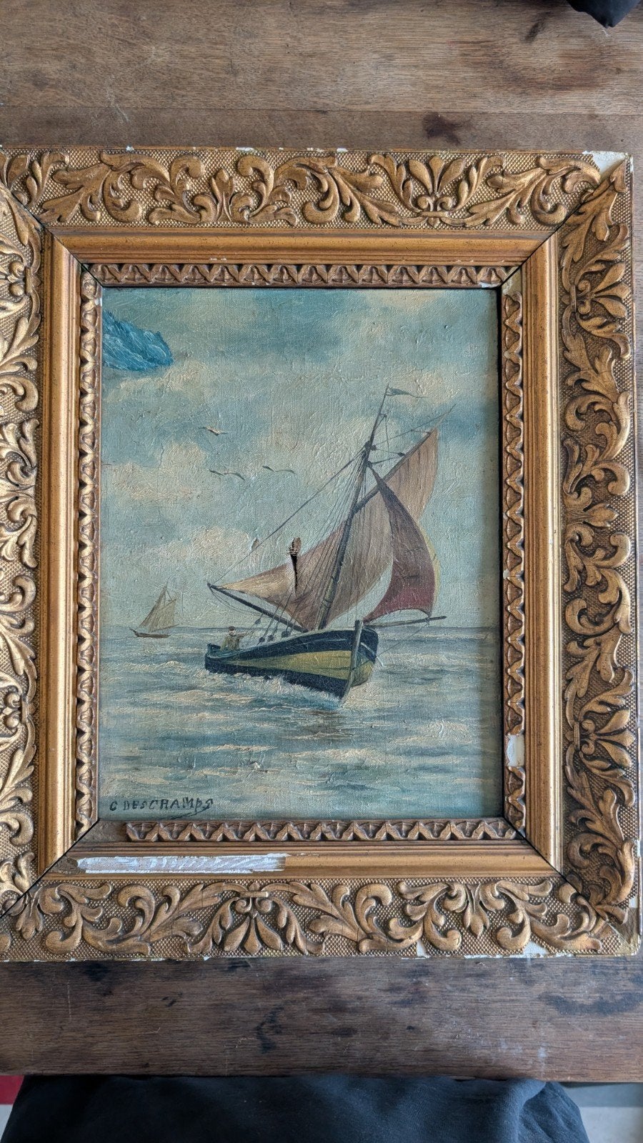 Maritiem schilderij C Deschamps, Ophalen