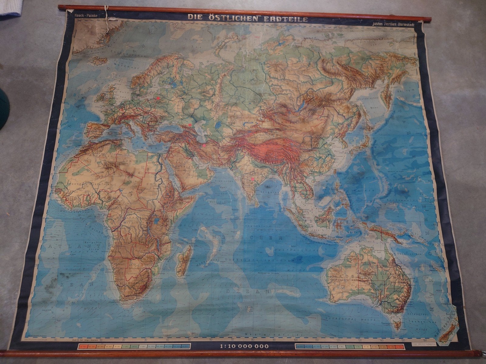 Antieke Wereldkaart op Rol - Haack-Painke (220x190 cm), Landkaart, 1800 tot 2000, Wereld, Ophalen