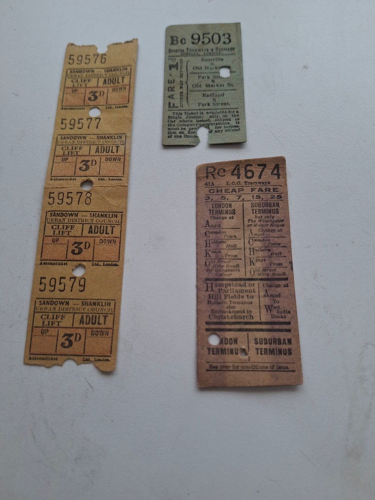 3 vervoerkaartjes UK., Ophalen of Verzenden, Reclamebord