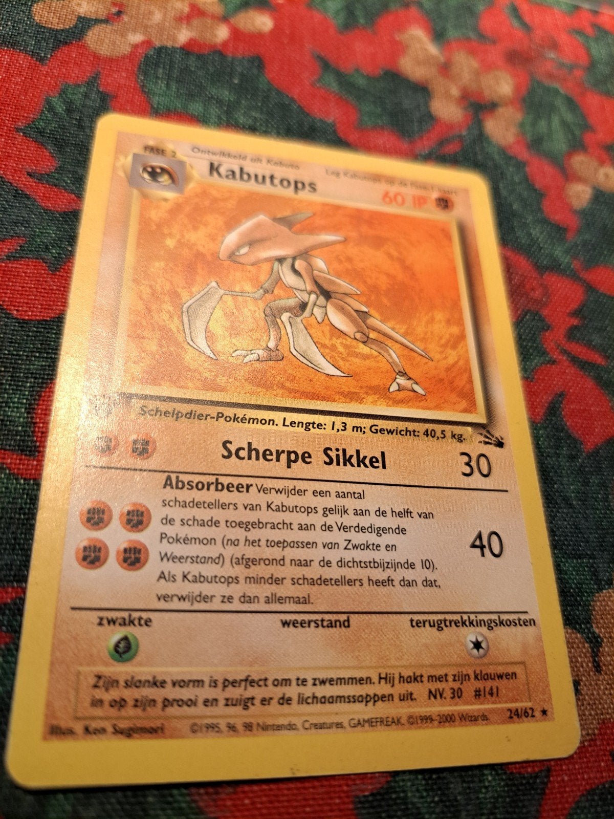 Kabutops 24/62 1st Edition Fossil Pokémon Kaart, Ophalen of Verzenden, Gebruikt, Losse kaart