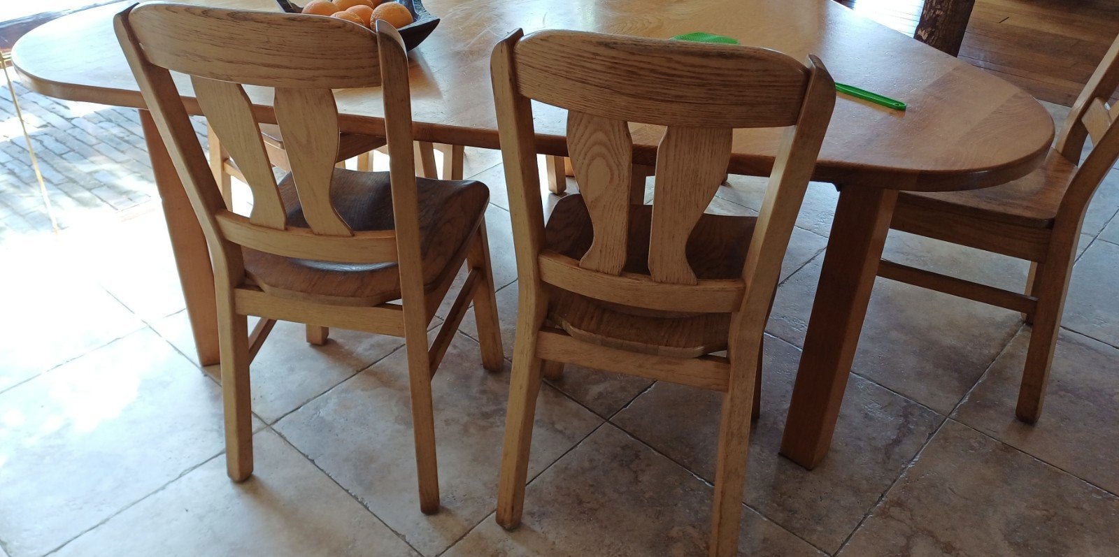6 eikenhouten stoelen, Huis en Inrichting, Ophalen, Gebruikt, Bruin, Vijf, Zes of meer stoelen
