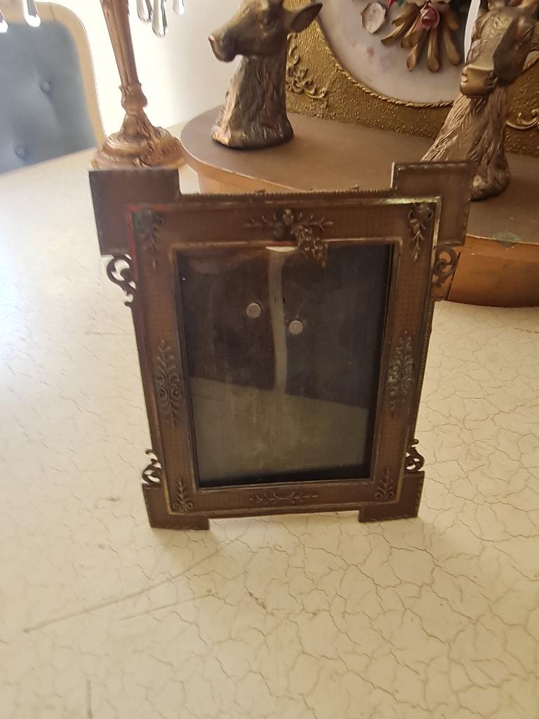 Antieke bronzen fotolijst met glas, Heikant 21 Kaatsheuvel, Gebruikt, Belle Vieille Brocante, Ophalen of Verzenden