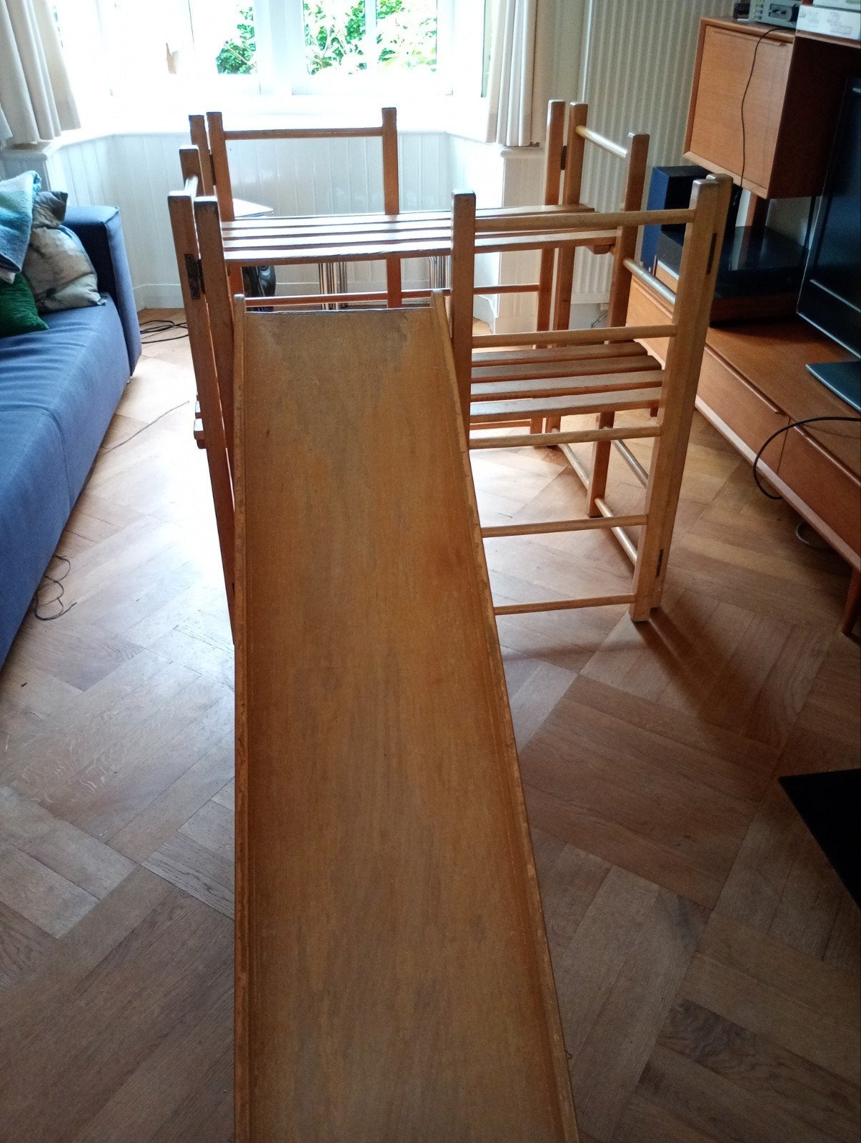 Houten klimrek met glijbaan voor binnen, Ophalen, Gebruikt