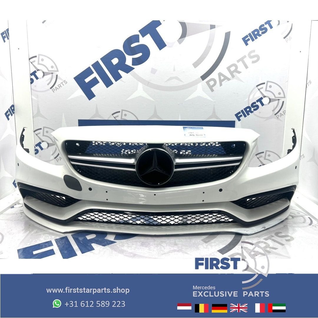 C205 C63 AMG Voorbumper Mercedes C Klasse 2014-2019 wit Edit, Gebruikt, -, Voor, Ophalen of Verzenden