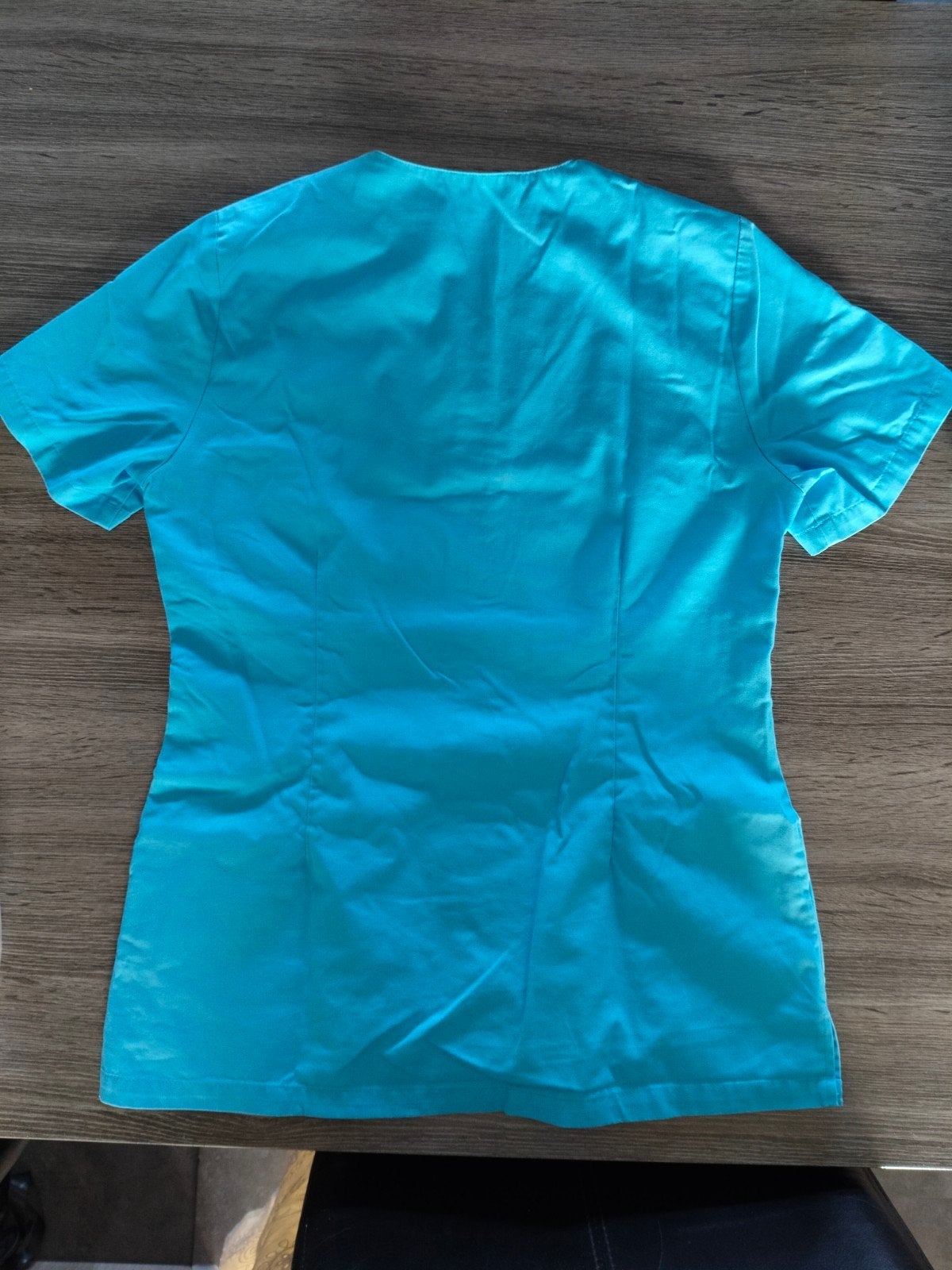Turquoise zorgjasje met korte mouwen, Maat 38/40 (M), Blauw, Ophalen of Verzenden, Korte mouw