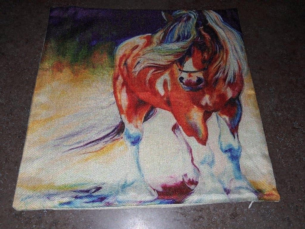 Kussenhoes tinker / shire / clydesdale / paard, Ophalen of Verzenden, Zo goed als nieuw, Vierkant