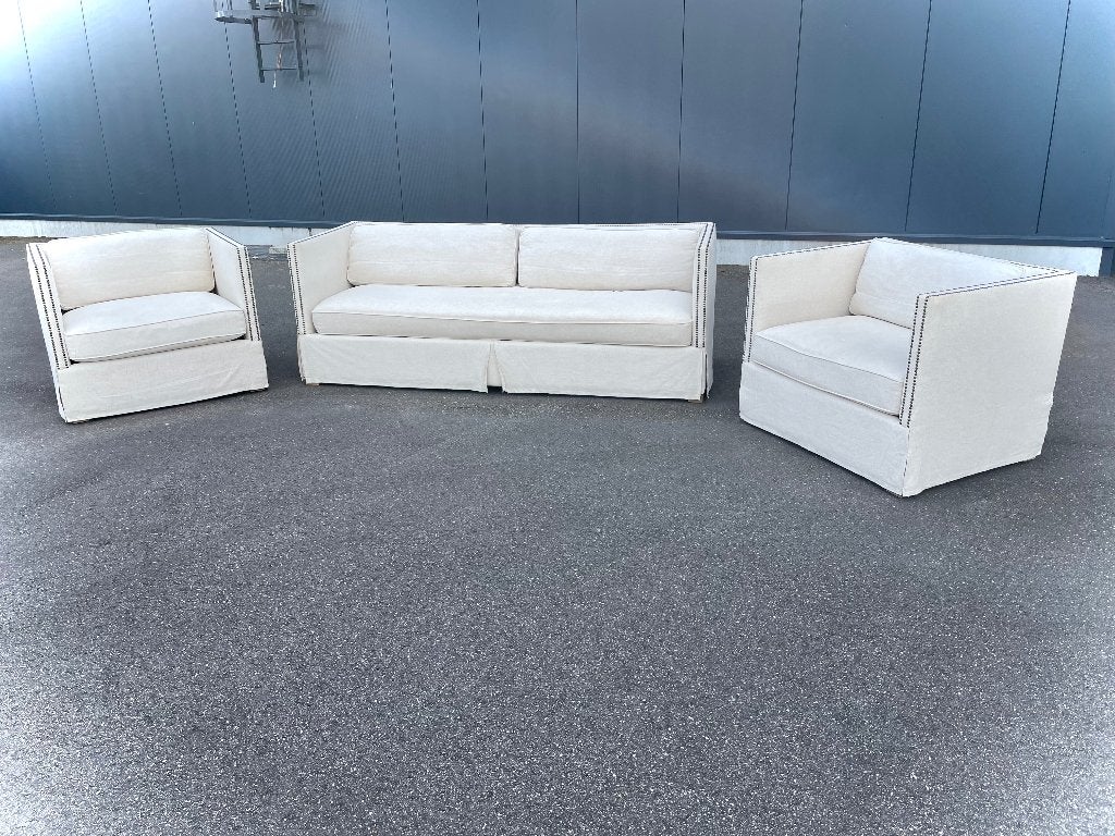 Salon - bankstel in stof - goede staat, Ophalen, Gebruikt, 75 tot 100 cm, Stof