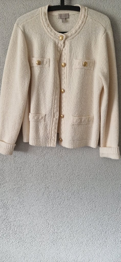 Prachtige knitted jasje creme Maat L, Maat 38/40 (M), H&M, Overige kleuren, Verzenden