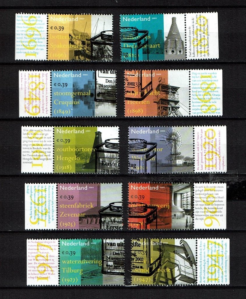 Nederland NVPH 2104-2113 met tab gestempeld 2, Verzenden, Na 1940, Gestempeld