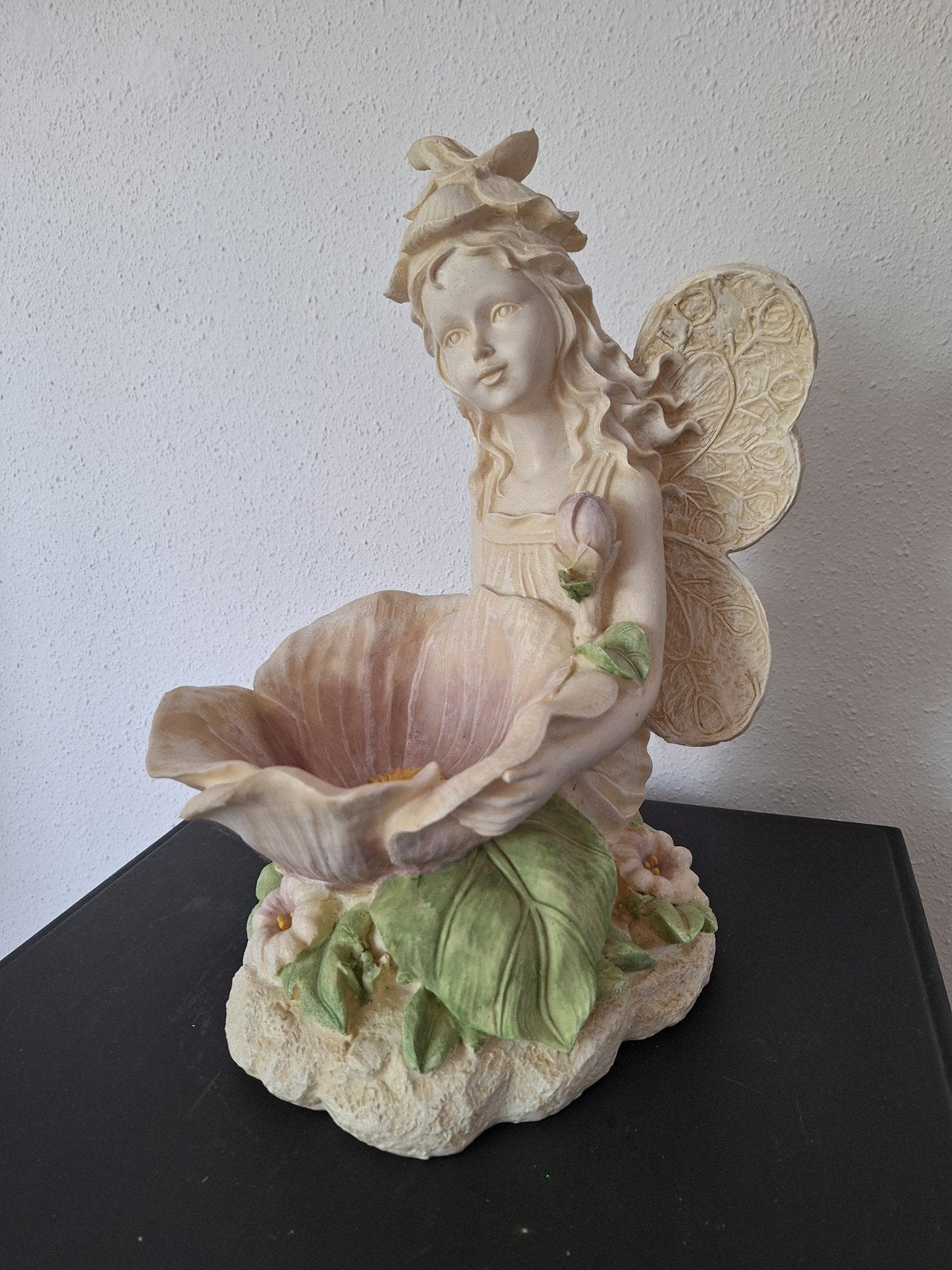 Decoratieve Elf/Fee Beeldje met Bloembakje - 30cm, Beige, Ophalen of Verzenden, Steen/keramiek, Landelijk