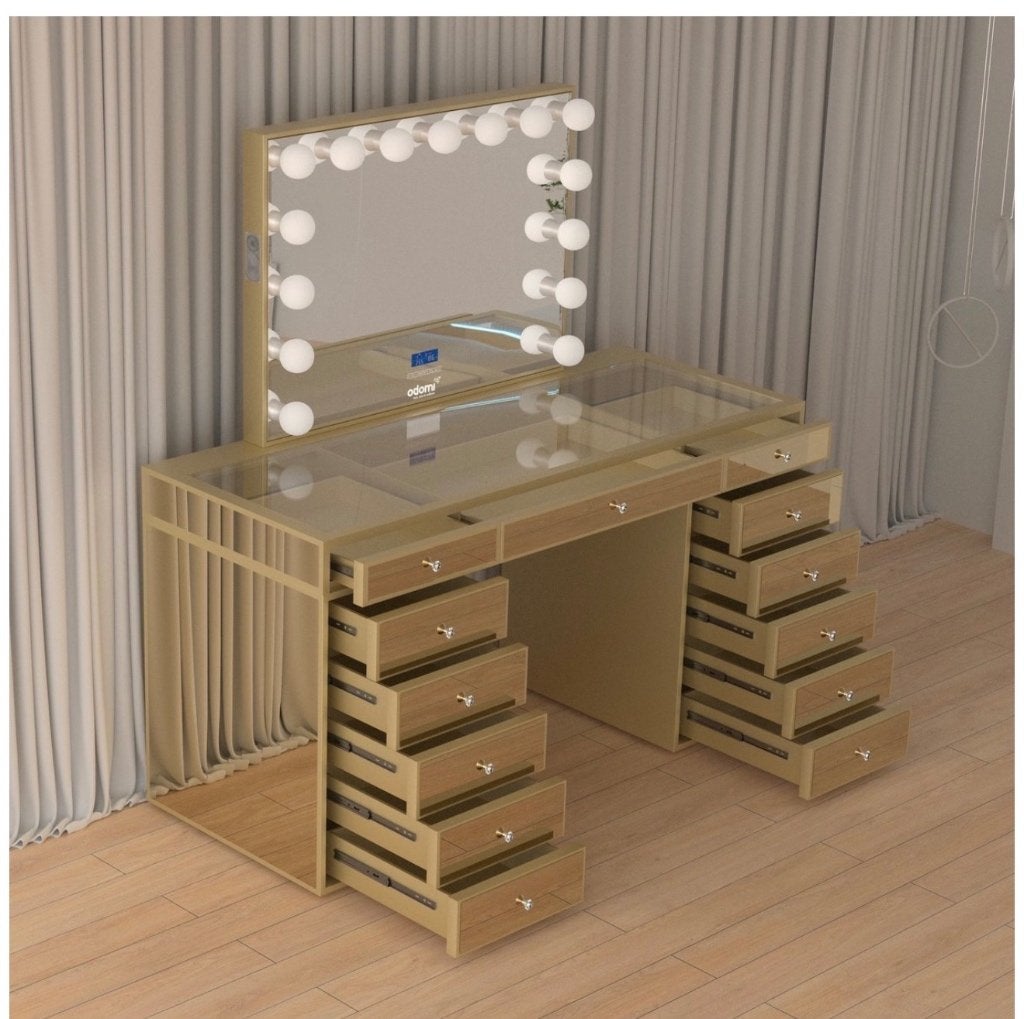 Vonato Gold kaptafel met verlichting, 100 tot 150 cm, Nieuw, Ophalen of Verzenden, Glas