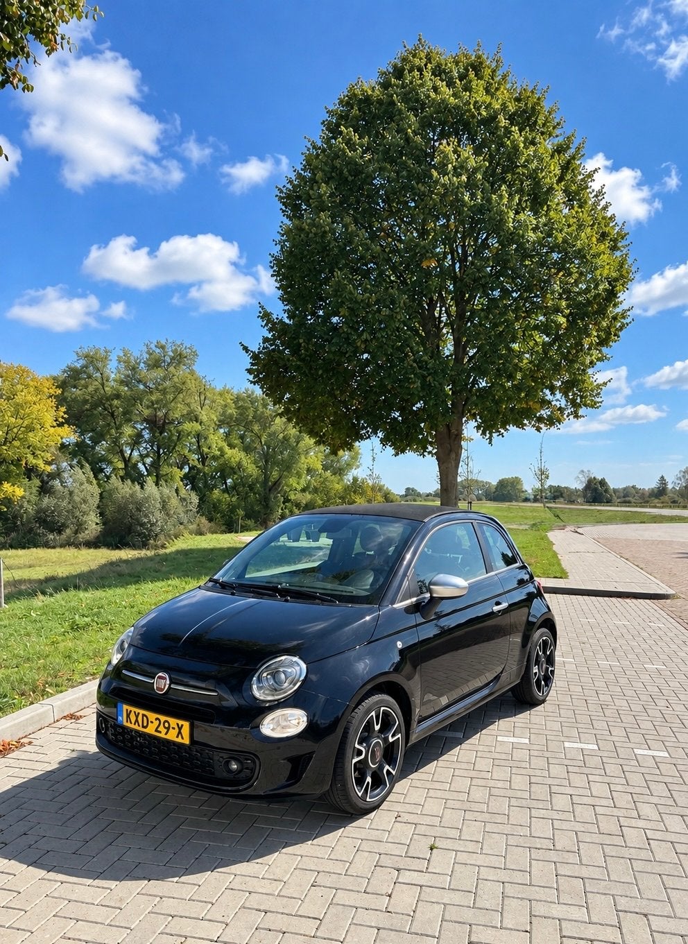 Fiat 500 || Cabrio || Twin Air || Cruisecontrol || Carplay||, Voorwielaandrijving, Bluetooth, Zwart, Leder en Stof