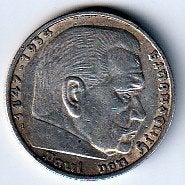 5  mark  1936  A  Duitsland. km. 94, Ophalen of Verzenden, Duitsland, Losse munt, Zilver