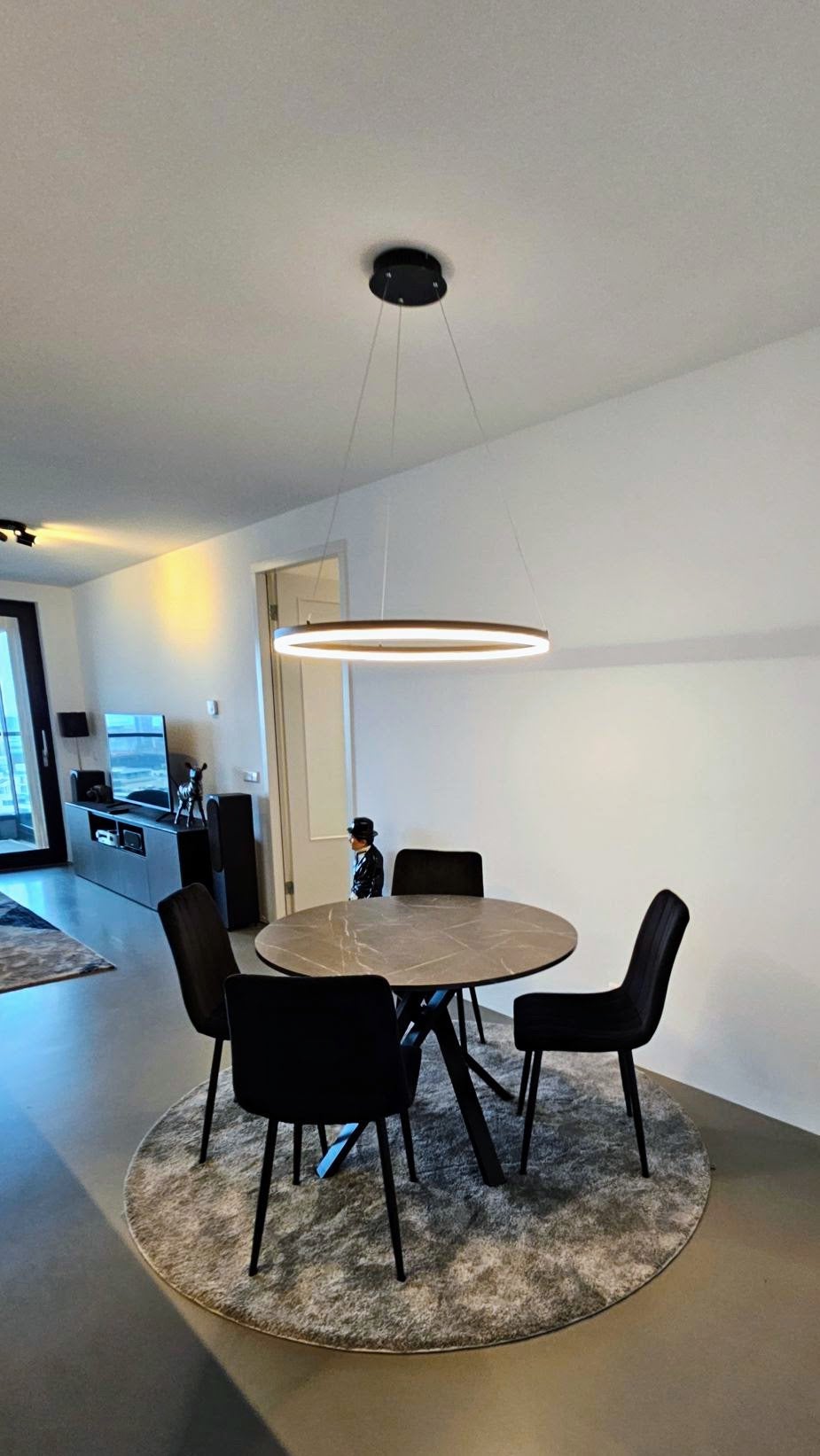 Round LED design ceiling lamp 80cm, Ophalen, Zo goed als nieuw, Glas