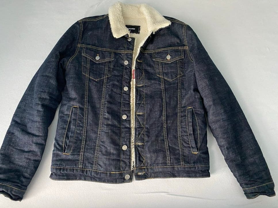 Dsquared2 spijkerjack met teddy voering - Maat 48 (M), Ophalen of Verzenden, Zo goed als nieuw, Maat 48/50 (M), Blauw