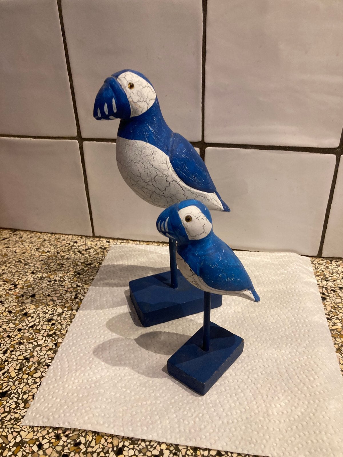 Set van 2 houten vogels, Ophalen of Verzenden, Zo goed als nieuw, Dier