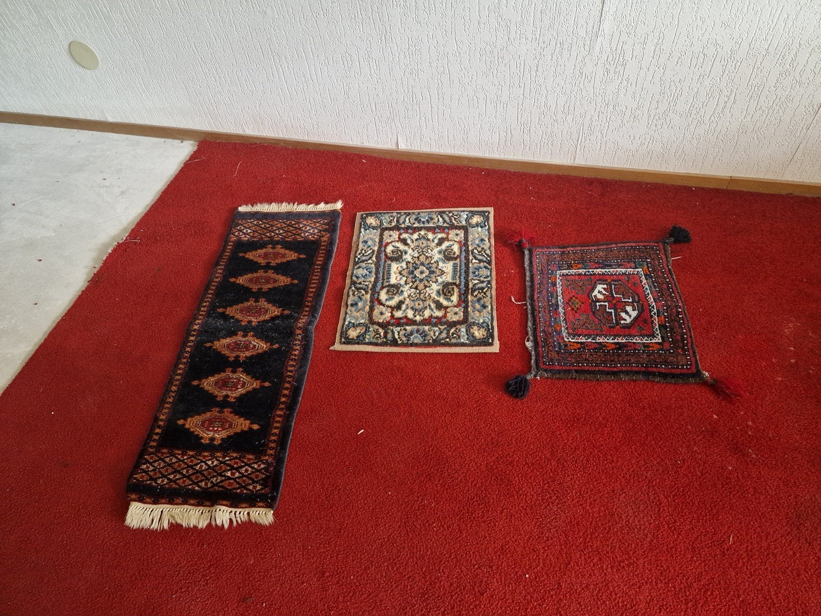 Set van 6 Vintage Handgeknoopte Tapijtjes/Vloerkleden, Ophalen, Minder dan 50 cm, Gebruikt, 50 tot 100 cm