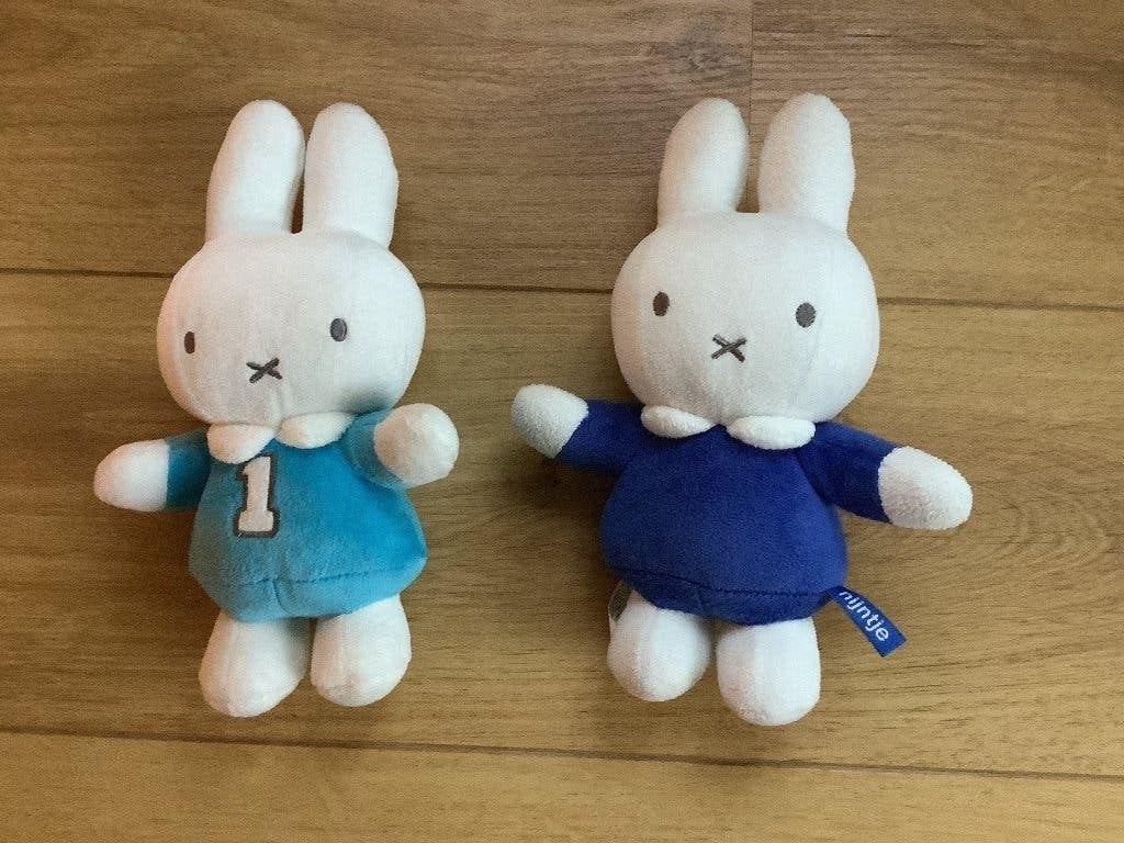 2 stuks:Nijntje knuffels Pluche-25 cm Dick Bruna Cadeau tip, Gebruikt, Overige merken, Blauw, Konijn
