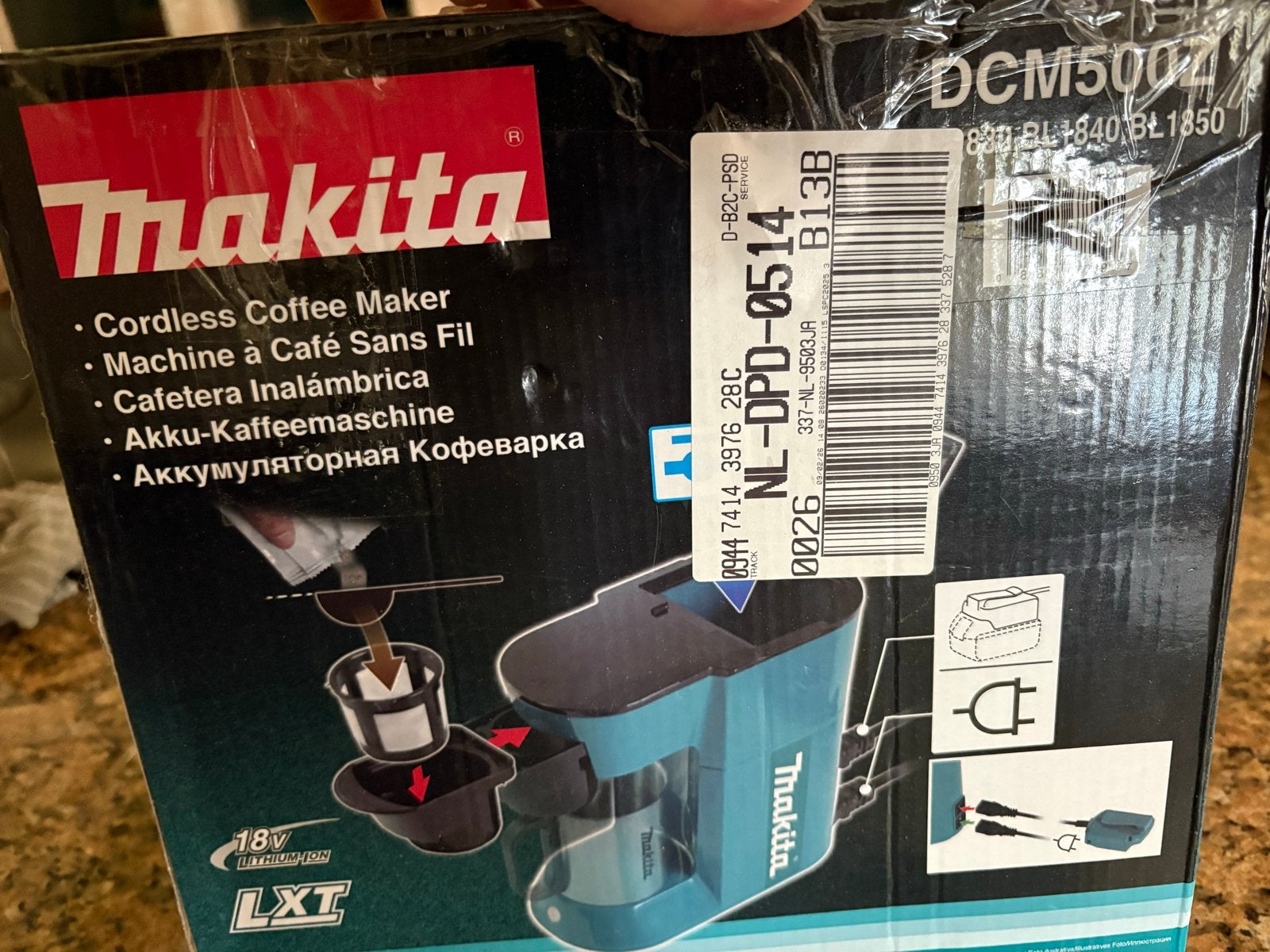 Makita 18V Accu Koffiezetapparaat DCM500Z - Nieuw in doos, Overige modellen, Nieuw, Gemalen koffie, Ophalen of Verzenden