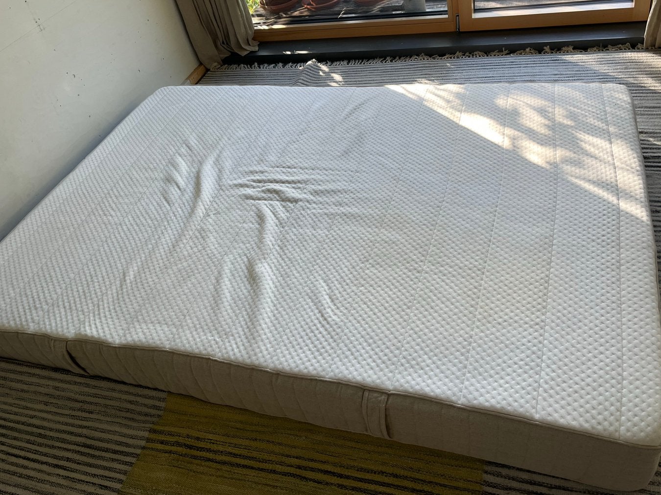Natuurlatex/wol tweepersoons matras IKEA MAUSUND, Ophalen, Gebruikt, Tweepersoons, 140 cm