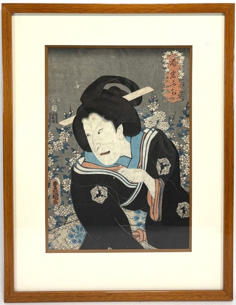 1115. Houtsnede, U. Kunisada – kabuki, Japan, 19e eeuw, Antiek en Kunst, Ingelijst, Ophalen of Verzenden, Portret en Figuren, Houtsnede