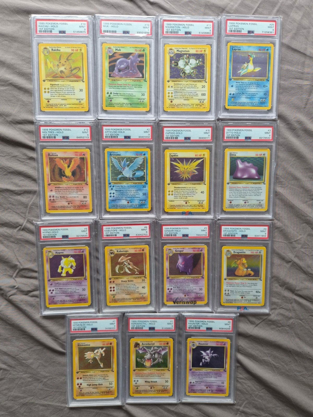 Complete PSA 9 1st edition Fossil holo set