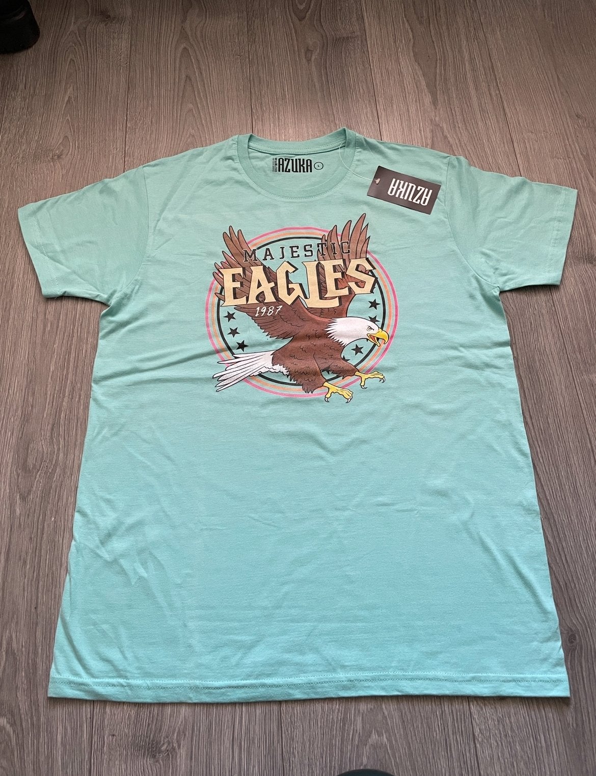 Azuka dames blauw eagles print oversize shirt mt L, Kleding | Dames, T-shirts, Zo goed als nieuw, Maat 42/44 (L), Blauw, Korte mouw