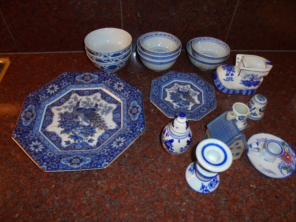 16 delig setje delfsblauw, Antiek en Kunst, Antiek | Keramiek en Aardewerk, Ophalen of Verzenden