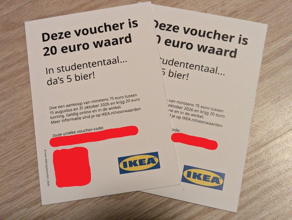 Ikea €20 kortingsbon / voucher, Tickets en Kaartjes, Eén persoon, Kortingsbon, Warenhuis- of Winkelbon